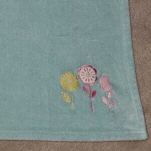 Circo Blue Flowers Fleece Baby Blanket Yellow Aqua Pink White 27x29